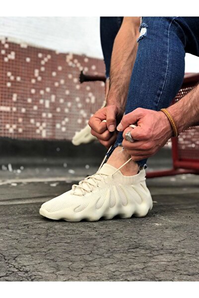 Wagoon WG300 Beige Knitwear Wrap Sole Casual Men's Shoes