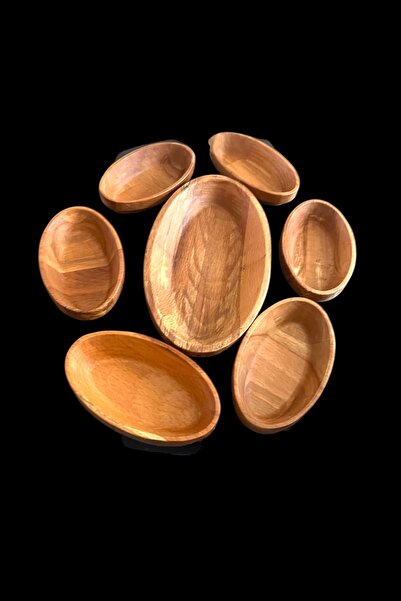 Ayd ahşap 7 Piece Kayık Breakfast Plate and Snack Presentation Set