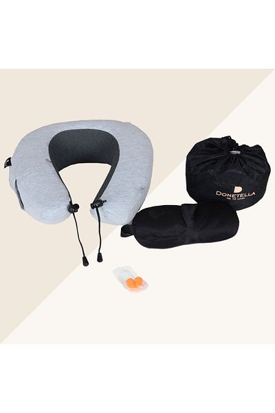 Donetella Portable Travel Pillow -Neck Support Memory Foam Comfort with Ergonomic Design