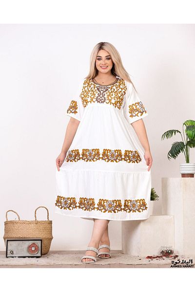 Genrics Mid-length cotton jalabiya, suitable for receptions and home, flowing and comfortable to wear