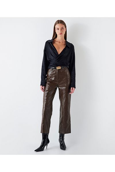İpekyol Shiny textured draped blouse