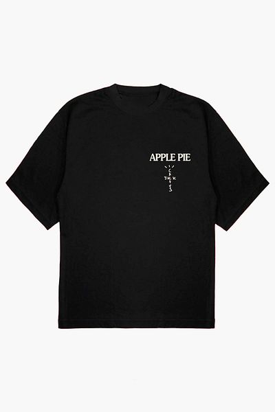 modaberry Tricou cu mânecă scurtă de vară oversize cu imprimeu negru Black Apple Pie Cactus Jack