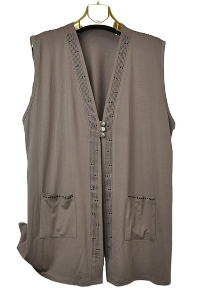 elma abone Large Size Combed Cotton Jewelled Short Vest