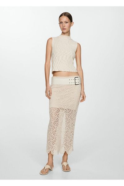 MANGO Woman Crocodile midi skirt