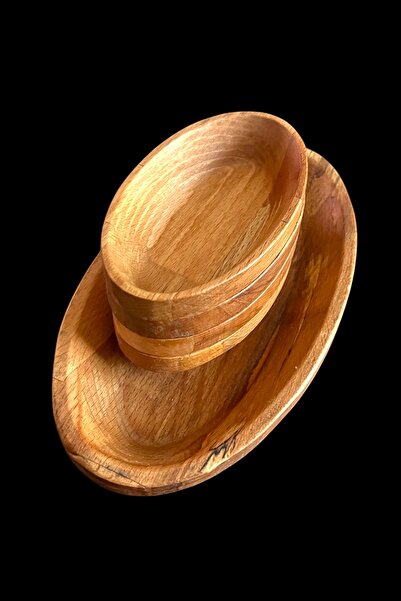 Ayd ahşap 5 Pcs Handmade Boat Breakfast Plate and Presentation Set - Natural Elegance