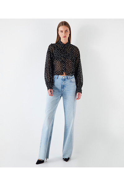 İpekyol Polka dot pattern transparent shirt