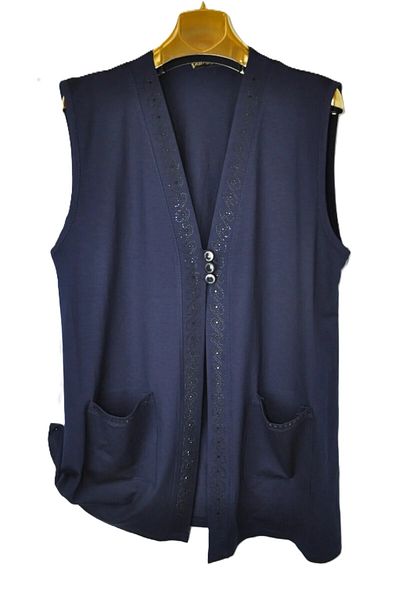 elma abone Large Size Combed Cotton Jewelled Short Vest
