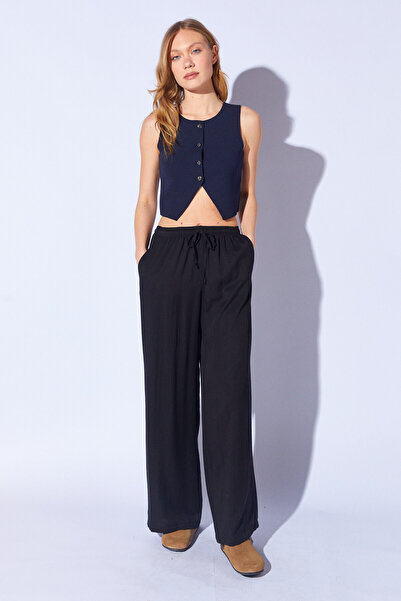 EDITION WOMAN Синій жилет з асиметричним кроєм і кнопками | EK100371165