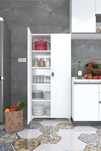 Kenzlife 2 Kapılı Dolap Çilem 188*070*032 Byz Kilitli Ayaklı Banyo Mutfak Ofis Kitaplık Ayakkabılık Kiler