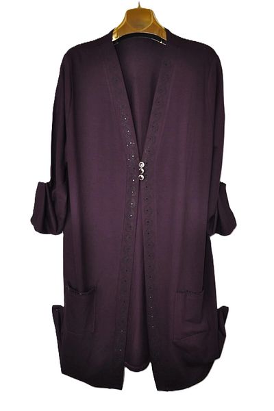 elma abone Large Size Combed Cotton Stone Cardigan