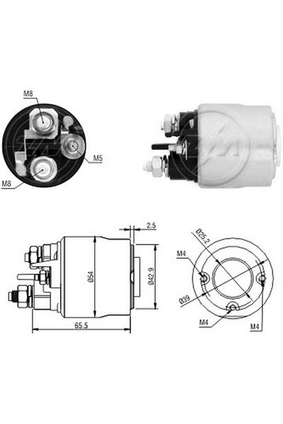 ZM 12v Starter Automatic Valeo Type (2/3 HOLE) M5 Left (LOW COVER)