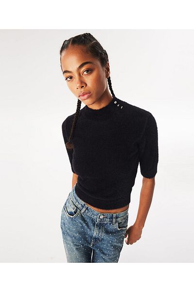 Twist Plush Sweater - Shiny Stone Accessory Detailed