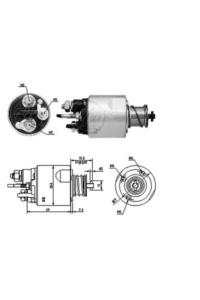 ZM 12v Starter Solenoid Valeo Type (2/3 HOLE) M5 Right (Long Bolt)