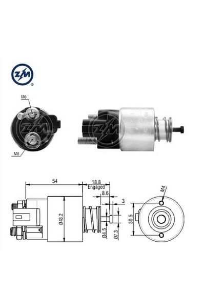 ZM 12V Starter Solenoid (with Socket) Hyundaı Accent Era/Getz/I20-Kia