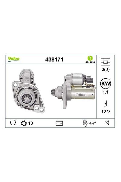 VALEO 12v Marş Motoru 10 Diş 1.1 Kw (2 KULAK) Audı/seat/skoda/vw
