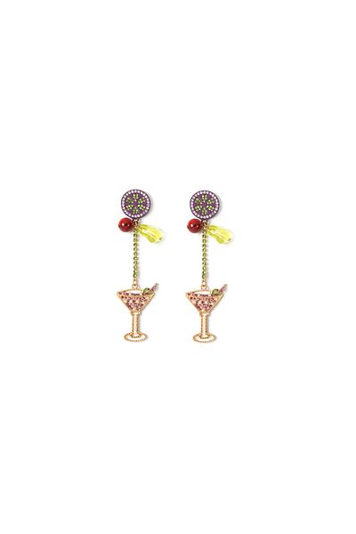 Twist Shiny Figured Earrings with Stone Detail