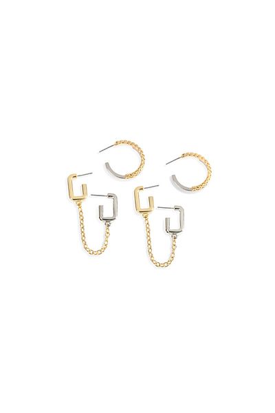 Twist Colorful Double Earrings Set