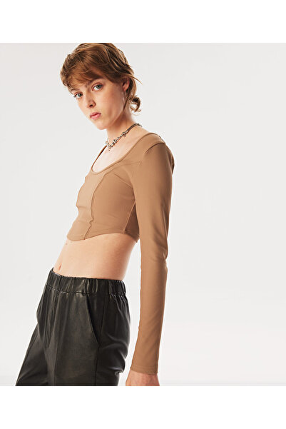 Twist Uzun kollu crop t-shırt