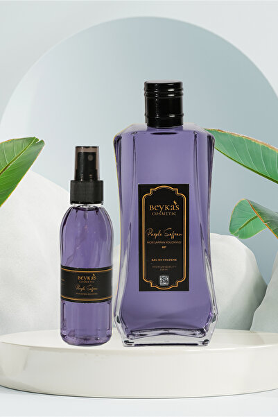 Beykas Cosmetic Meşhur Mor Safran Kolonyası 250 ml. İtalyan Cam Şişe Sprey Ko...