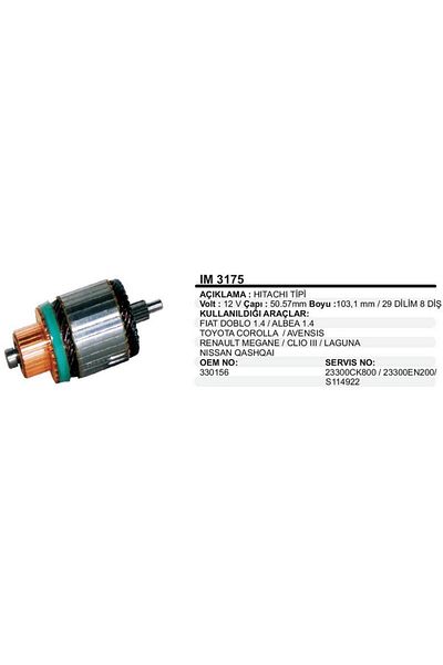 REMARK 12v Starter Collector Hıtachi Type 8 Tooth Fit Palıo/albea/punto II 1.2/1.4