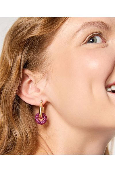 Twist Shiny Stone Detailed Hoop Earrings