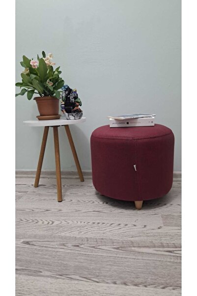 Papuli Ahşap Ayaklı Nubuk Yuvarlak Puf&bench Koltuk/tabure