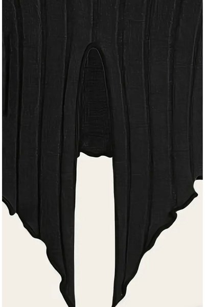 Wildco Flexible and Lycra Round Neck Black Blouse - Crew Neck, Long Sleeve