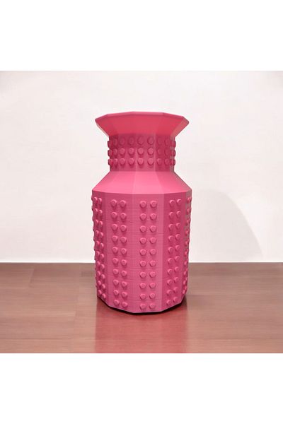 Maflen Block Flower Bouquet Compatible Special Design Decorative Vase Bioplastic Pink (FLOWERS NOT INCLUDED)