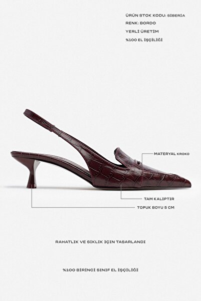 NİŞANTAŞI SHOES Dámské boty na podpatku se vzorem Siberia Burgundy s gumovými detaily