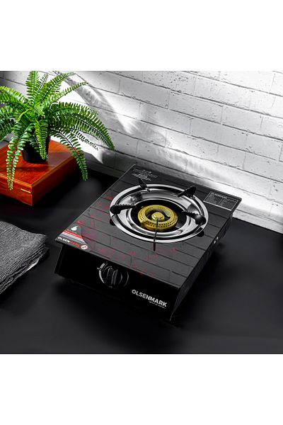 Olsenmark Glass Top Gas Cooker Omk2226 Single Burner Stove Automatic Ignition System
