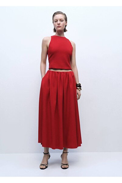 MANGO Woman Beli büzgülü uzun etek