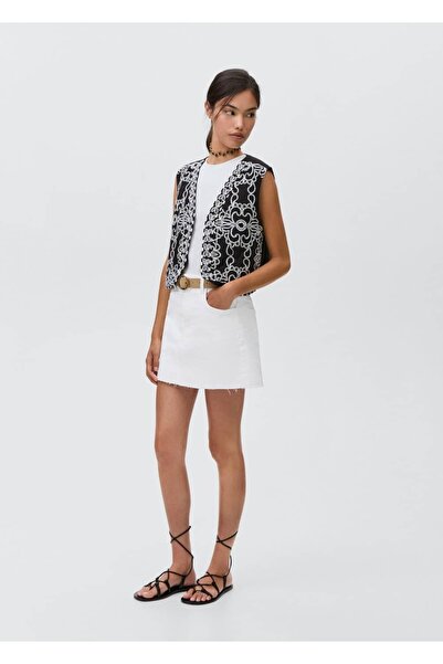 Mango Teen Fusta mini din denim fără sudură pe margini