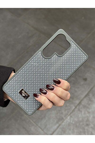 Paladyum Case حافظة رمادية اللون متوافقة مع هاتف سامسونج جالاكسي S24 الترا