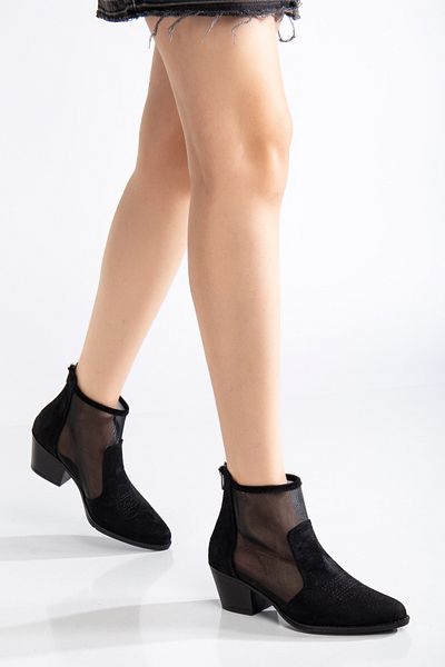 MS SUGAR SHOES Pantofi de cowboy cu toc din piele intoarsa artificiala de vara pentru femei