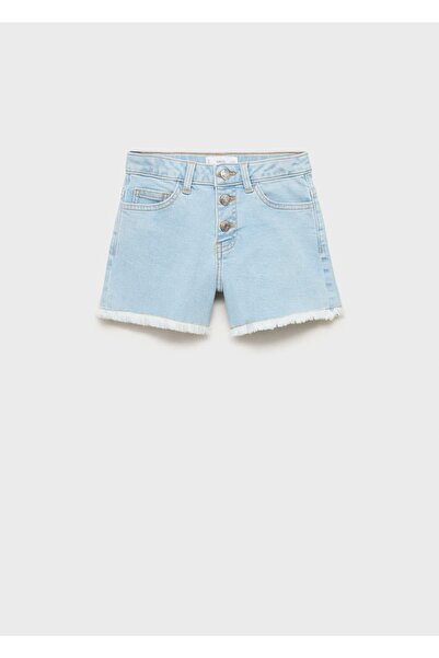 MANGO Kids Paçaları dikişsiz denim şort