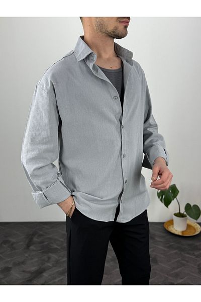 T&M Vertino Krinkıl Oversize Men's Shirt