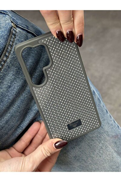 Paladyum Case حافظة رمادية اللون متوافقة مع هاتف سامسونج جالاكسي S23 الترا