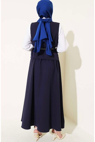 ANKA BOUTIQUE Asymmetrically Lined Vest Skirt Two-Piece Suit