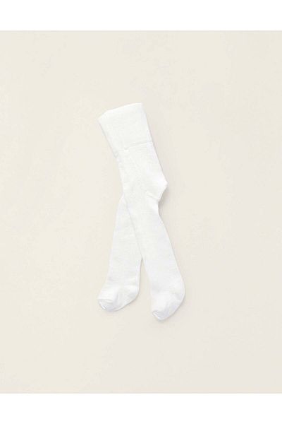 Ziddy High-Waisted Tights for Newborns, White