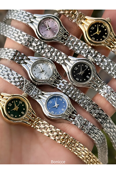 Bonicce Brand Silver Color,Retro Vintage Minimal Case Women Wristwatch Gift