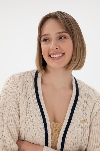 U.S. Polo Assn. سترة تريكو كريمية نسائية 50293071 -VR071