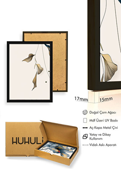 huhuli Ahşap Siyah Çerçeveli 3 Parça Set Tablo huhu471