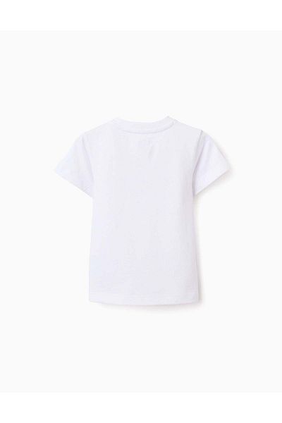 Ziddy Cotton T-shirt for Baby Boys 'Garden Club', White