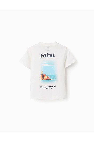 Ziddy Cotton T-shirt for Baby Boys 'Wave', White
