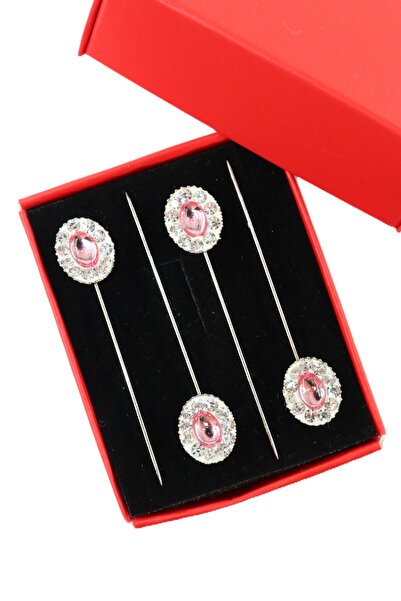 NUMETAL Ace pentru eșarfă și șal din piatră de cristal roz, ace pentru turban...