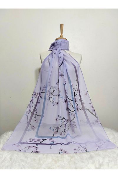 REMOMODA Gradient Flower Patterned Chiffon Shawl