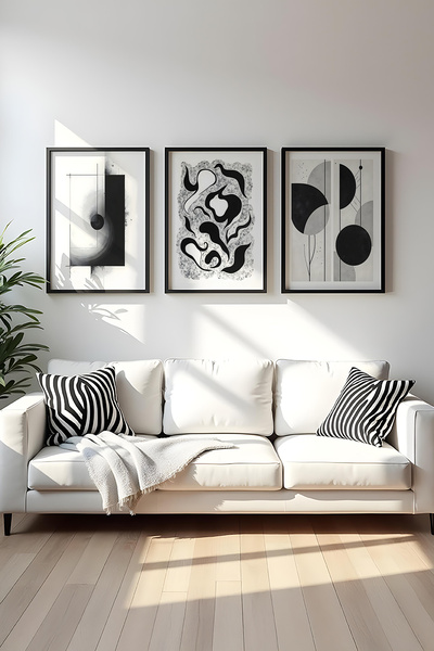 huhuli Ahşap Siyah Çerçeveli 3 Parça Set Tablo huhu425