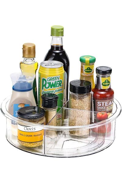 fulina Turntable Kitchen Organizer,360° Rotating with Dividers for Kitchen, Pantry, Fridge,30.5x30.5x9.5cm