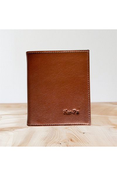 Kar-Pa Genuine Leather Tan Vertical Wallet