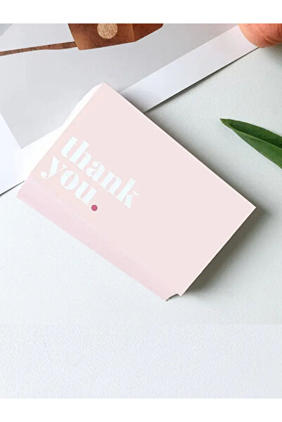 50 Pieces Pink Color Thank You Card Embossed Lacquered Thank You Card Size 5.1x8.4 Cm